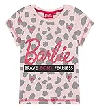 Barbie T Shirt Kinder, Glitzer Top Motiv für Mädchen, Offizielle Shirt für Kinder 2-13 Jahre, Fanartikel Geschenke für Mädchen (3-4 Jahre, Rosa)