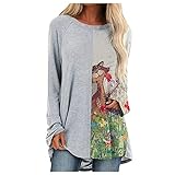 Pullover Damen Lange Oberteile Damen für Leggings ausgefallene Tunika tie dye Shirt Pullover schulterfrei Damen brauner Pullover Tshirt Frauen Strick Hoodie Tunik