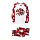 WanWorlder Weihnachten Schlafanzug Familien Outfits Mutter Vater Kind Mädchen Junge Nachtwäsche Schlitten des Weihnachtsmanns Druck Nachthemd Plaid Pyjama Pants Hose Schlafanzüge Homew