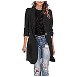 Dasongff Damen Lange Mantel Jacke Trenchcoat Herbst Winter 3/4 Ärmel Damenblazer Steppmantel Blazermantel Elegante Übergangsjacke Revers Coat Outwear Long Blazer Cardigan Langeblazer mit T