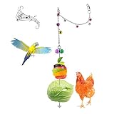 X-zoo Fruchthalter Vögel, Papagei Fruchtspieß Gemüsehalter mit Glocke aus Edelstahl für Vögel, hühner (Länge 82cm/32,3inch)