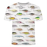 XRHDYF Herren 3D Druck T-Shirt Freizeit Digital 3D Printed Fish T-Shirt Männlich Sommer Kurzarm Crewneck T-Shirt Und T-Shirt Fischerei T-Shirt XXL