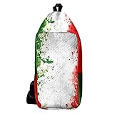 EZIOLY Rucksack mit italienischer Flagge, Grün / Weiß / Rot, Schultertasche, Umhängetasche, für Reisen, Wandern, Tagesrucksack für Damen und H