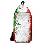 EZIOLY Rucksack mit italienischer Flagge, Grün / Weiß / Rot, Schultertasche, Umhängetasche, für Reisen, Wandern, Tagesrucksack für Damen und H