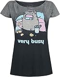 Pusheen Very Busy Frauen T-Shirt dunkelgrau S 100% Baumwolle Fan-Merch,