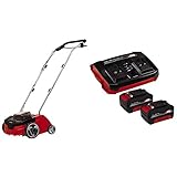 Einhell Akku-Vertikutierer-Lüfter GC-SC 36/31 Li Power X-Change (Li-Ion, 36 V, 31 cm Arbeitsbreite, 3-in-1-Kombi, kugelgelagerte Messerwalze mit 8 Messern, inkl. 2x 4,0 Ah Akkus und Twincharger)