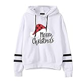 Eaylis Frauen Mode Weihnachtsdruck Kapuzenoberteile Langarm Sweatshirt, Sweatshirts & Kapuzenpullover,Hoodie Petrol,Petrol Hoodie,Petrol Kapuzenpulli,Eigene Pullover erstellen,Hoodie Bedruck
