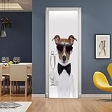 3D Türtapete Selbstklebend Hund Tier Türposter Türklebefolie Wooden Door，Wohnzimmer Wohnkultur Schlafzimmer Dekorative Aufkleber Selbstklebend wasserdichte 90x200