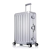 FUSHUO 20' 26' 29' Zoll Aluminium Magnesiumlegierung Rollgepäck Herren Business Trolley Koffer Vollmetall Reisekoffer Damen Rose (Color : Grey, Size : 26 inch)