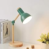 Chao Zan Tischlampen Leselampe im klassichen Holz und Metall, Schreibtischlampe,Lampe mit verstellbarem Arm,Augenfreundliche Arbeitsleuchte,Bürolampe, Nachttischlamp,230V E27 max. 60W(Grün)