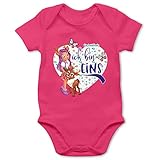 Shirtracer Enchantimals Baby - Ich Bin 1 - Danessa Deer & Sprint - 3/6 Monate - Fuchsia - Spruch - BZ10 - Baby Body Kurzarm für Jungen und M