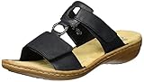 Rieker Damen Sandalen 60885, Frauen Clogs, Pantoletten, feminin elegant Women's Women Woman Freizeit leger Slides,schwarz / 00,38 EU / 5 U