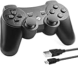 Lunriwis Wireless Controller für PS3, Bluetooth Game Controller Joystick Gamepad Playstation 3 Dual-Vibration 6-Achsen USB Controller Wireless Joyp