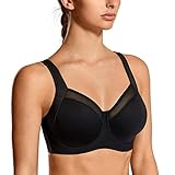 SYROKAN Damen High Impact Sport BH - Ringerrücken,Mit Bügel,Ohne Einlagen Schwarz 80E