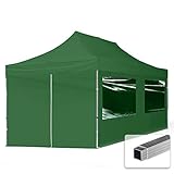 TOOLPORT Faltpavillon Faltzelt Pavillon 3x6m - 4 Seitenteile Aluminium 32mm Partyzelt PES300 100% wasserdicht grü