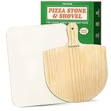 Pizzastein mit Schieber Echtholz 2er Set - Eckig für Backofen und Grill - Knusprige B