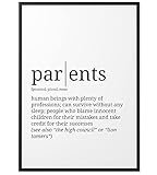 Papierschmiede® Definition: Parents | A4 | Poster für Wohnzimmer, Schlafzimmer, Küche, Esszimmer | Wandbild Geschenk Wanddeko Spruch English - ohne R