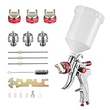 HVLP Lackierpistole Spritzpistole, Kacsoo Schwerkraft-Luftspritzpistole, Pneumatische Luftfarbe, Sprühpistole, Auto-Reparaturwerkzeug, 600 cc Becher, Malset, 3 Düsen, 1,4 mm, 1,7 mm, 2,0 mm R