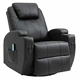 Fernsehsessel Relaxsessel Massagesessel mit Wärmefunktion und Vibration,Fernbedienung 360° Drehbar Black