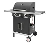 GrillChef Gasgrillwagen 3Br, schwarz, 126 x 57 x 117