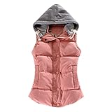 Daunenweste Damen Baumwolle Steppweste Kapuze Vest Winter Warme Weste Mit Kapuzen Steppweste Ärmellose Jacke Wattierte Winddichte Reisemantel Zipper Wintermantel Weste Outdoor Bodywarmer Sportw