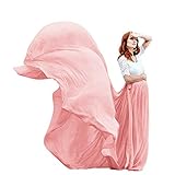 FYMNSI Damen Umstandskleid Elegante Chiffon Spitze Langes Abendkleid Schwangere Mutterschaft Hochzeitskleid Festkleid Cocktailkleid Partykleid Umstandmode Fotoshooting Fotografie Requisiten Rosa S