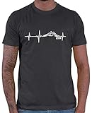 HARIZ Herren T-Shirt Herzschlag Berge Wandern Klettern Inkl. Geschenk Karte Dunkel Grau S