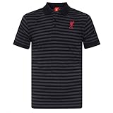 Liverpool FC - Herren Polo-Shirt mit Streifen - garngefärbt/meliert - Offizielles Merchandise - Geschenk für Fußballfans - Schwarz/Grau - L