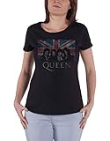 Queen T Shirt Union Jack Vintage Band Logo Nue offiziell Damen Skinny F