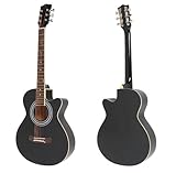 ts-ideen 4/4 Akustik Gitarre Westerngitarre Cutaway schwarz mit weißem ABS-R