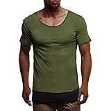 CICIYONER Herren Sommer T-Shirt Kurzarm Rundhalsausschnitt Muscle Tshirts Basic Top Slim Fit Tee Schwarz grün weiß S M L XL XXL