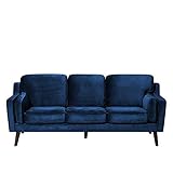 Beliani 3-Sitzer Sofa Samtstoff dunkelblau LO