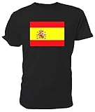 T-Shirt, Motiv - Spanische Flagge, - Schwarz  - Größe: Larg