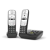 Gigaset A690A DECT Heimtelefon mit Anrufbeantworter, Freisprecheinrichtung, Ruderrufblock, Home-Office, Einzelhandgerät, Silber/Schwarz (Duo)