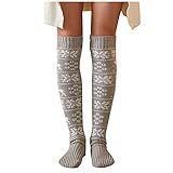 Zhiyao Damen Kniestrümpfe Socken Overknee Strümpfe Strumpfhosen Baumwollstrümpfe Stricksocken Stützkniestrümpfe Gestrickte Socken Hoch Über das Knie Lange Socken Winter Strümp