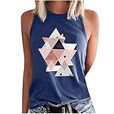 Weste Damen Sexy Sportweste mit geometrischer Druck Ärmelloses Tshirt Tanktops mit hängendem Hals Trägershirts Basic Shirt All Match Tunika Bluse Sommer Tops Laufshirt Sportbekleidung Streetw