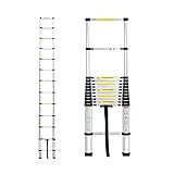 Mehrzweckleiter 3,8m Teleskopleiter Alu-Klappleiter Rutschfester Ausziehbare Robust Stehleiter 150 kg/330 Pfund Belastbark