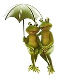 Kantensitzer Froschpärchen mit Metallschirm Kantenhocker Froschpaar Froschfigur Dekofrosch Froschdekofigur Gartenfigur F