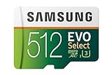 Samsung EVO Select 512 GB microSD 100MB/s, Geschwindigkeit, Full HD & 4K UHD Speicherkarte inkl. SD-Adapter für Smartphone, Tablet, Action-Kamera, Drohne und Notebook