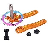 Okuyonic Hohe Robustheit Mountainbike Refit Left Right Kurbel strapazierfähig 36T Single Speed ​​Kurbelgarnitur - für Mountainbike zum Wandern(Golden)