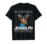 Jüdischer Jewdolph Ugly Chanukka Rentier Menora Hirsch T-S