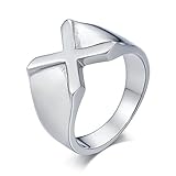 Daesar Ring für Herren Edelstahl, Männer Ringe Silber Buchstabe X Ring Größe 67 (21.3)