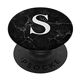Schwarze Adern Buchstabe S Anfangsbuchstabe S PopSockets mit austauschbarem PopGrip
