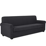 TIANSHU Sofaüberwürfe 4 sitzer,Spandex Sofabezug 2-Stücke Stretch Couchbezug Elastischer Antirutsch Stretchhusse Weich Jacquard Stoff Sofa-Überwürfe(4 Sitzer,Grau)