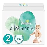 Pampers Baby Windeln Größe 2 (4-8 kg) Harmonie, 132 Stück, HALBMONATSBOX, Sanfter Hautschutz Und Pflanzenbasierte I