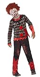 Halloween! Smiffys Zombiekostüm Clown Deluxe, Rot und Grün, mit Latexmaske, Oberteil und H