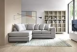 Abakus Direct Darcy Sofa in hellgrauem Leinenstoff, Ecke, 3- oder 2-Sitzer, Drehstuhl, Fußhocker (linke Ecke)