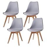 4er Set Esszimmerstühle Gepolsterter Stuhl mit Buchenholz-Beinen und Weich Gepolsterte Chair für Esszimmer Wohnzimmer Schlafzimmer Küche Besprechungsraum, (Gepolstert Grau)