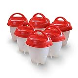 GENGING ThermobehäLter FüR Essen 6 stücke Eierkocher Antihaft Silikon Eierbecher Kochen Eierkocher Kocher Küche Zubehör Ei Wilderer WarmhaltebehäLter Essen (Color : Red)