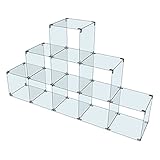 Glassteckvitrine „Pyramide“ Glasregal | Vitrine 9 Fächer Glasplatten 30x30cm o. 40x40cm normales Glas Verkaufsvitrine Pyramidenregal Ausstellungsvitrine Messevitrine Verkaufsregal Messeregal G